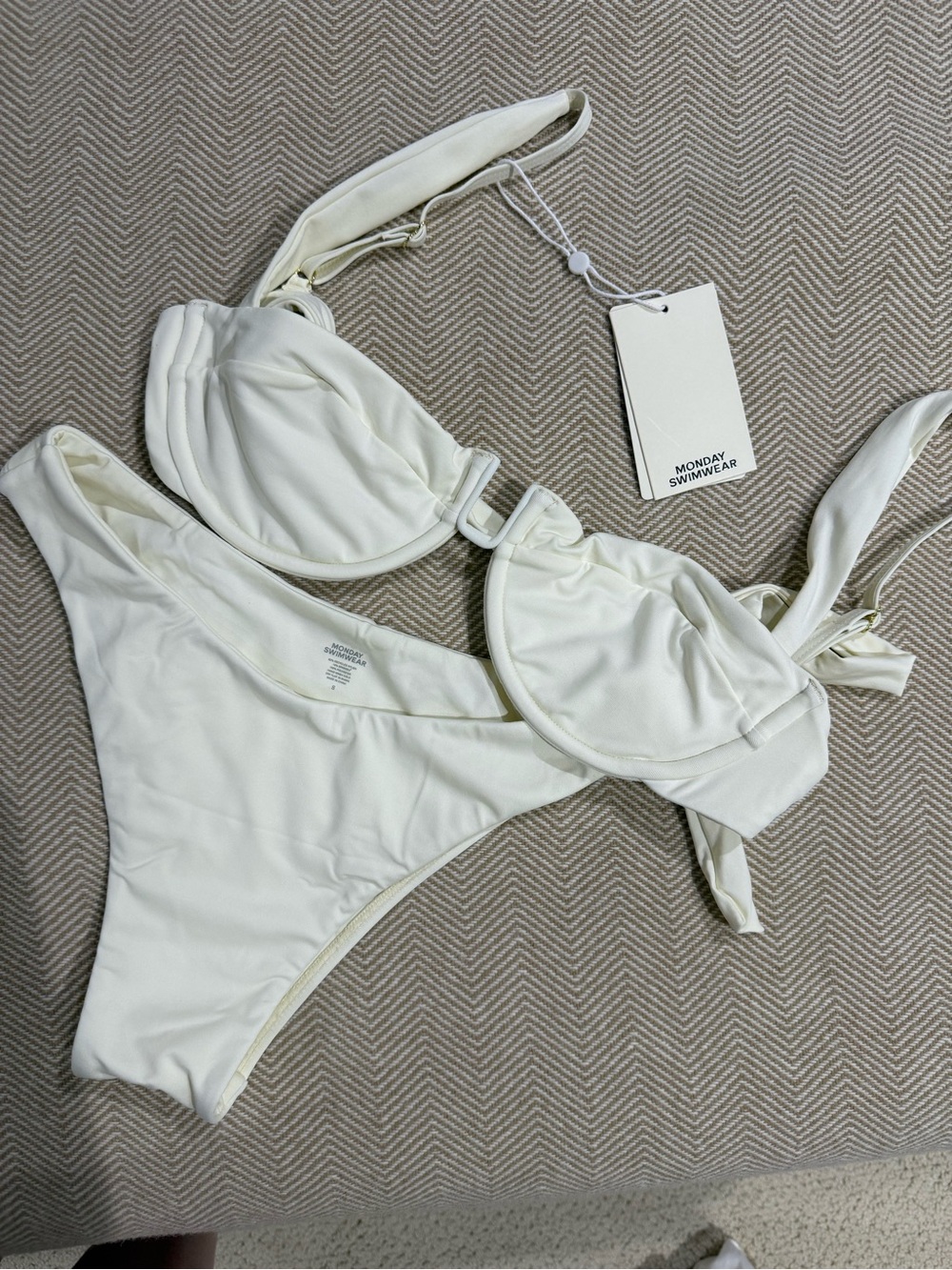 Monday Swimwear Ivory Underwire Bikini Set (Byron Bottoms)